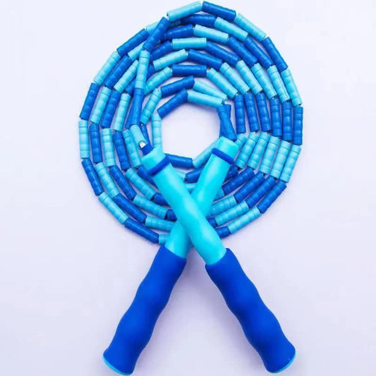 Blue beaded jump ropes by Hlpmedical, adjustable segmented skipping ropes for kids and adults, tangle-free fitness equipment