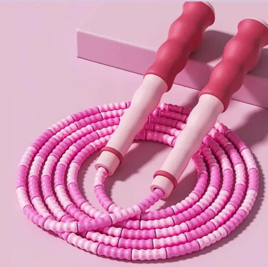 Pink beaded jump ropes from Hlpmedical, adjustable segmented skipping ropes for kids and adults' fitness, tangle-free design.