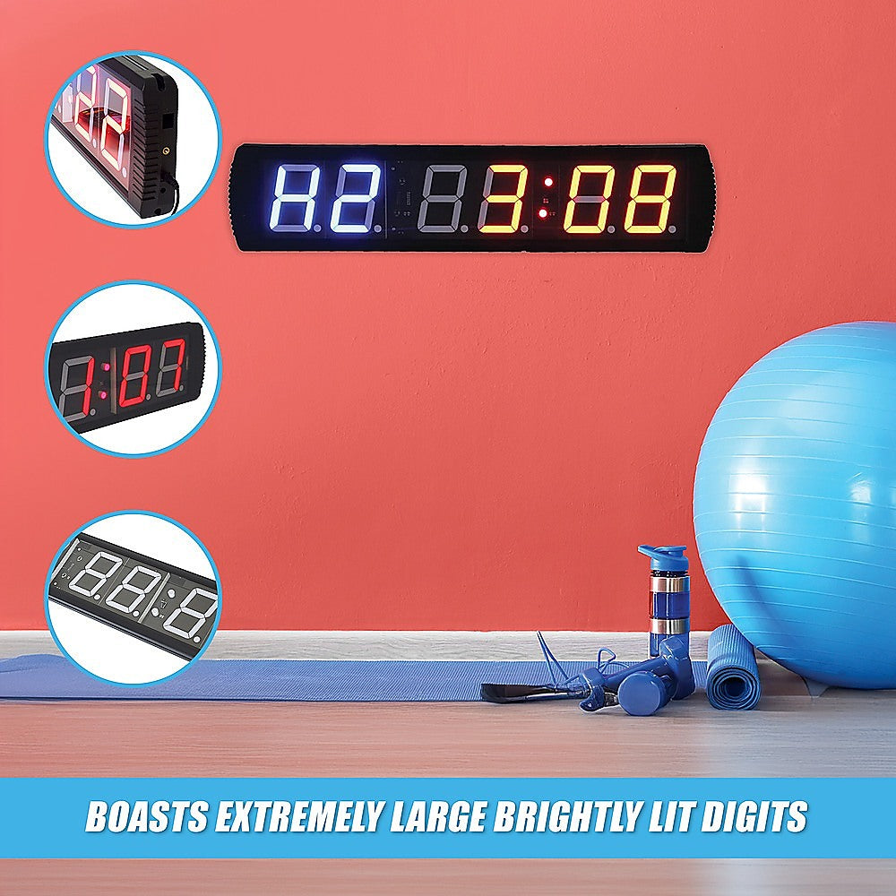 Hlpmedical 6-digit digital timer and LED gym clock for interval training, workout timing, and fitness exercises.