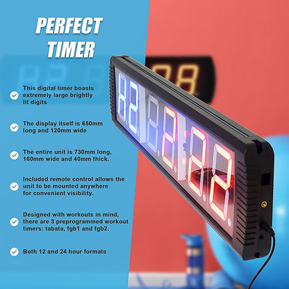 Digital timer clock for fitness and gym use, Hlpmedical 6-digit LED interval timer for exercise and workout sessions.