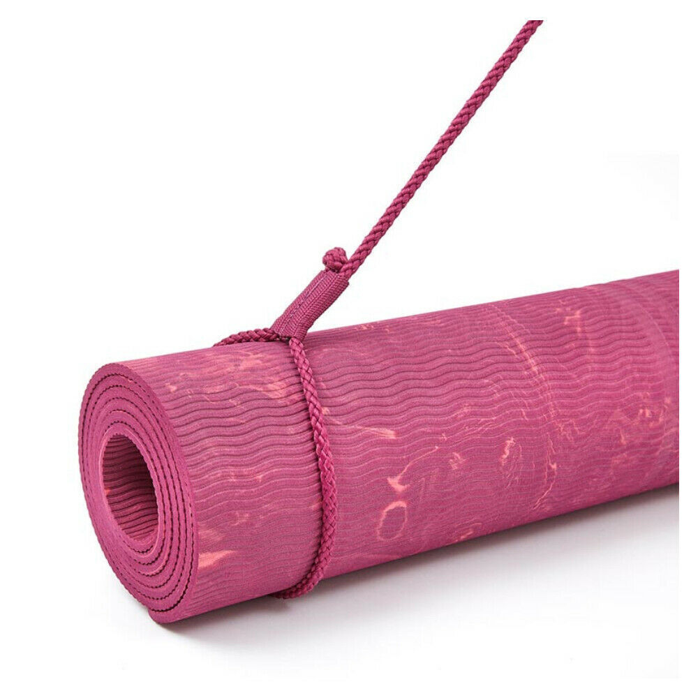 Adidas Premium 5mm camouflage yoga mat in Power Berry color for home gym and fitness exercises.