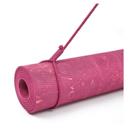 Adidas Premium 5mm camouflage yoga mat in Power Berry color for home gym and fitness exercises.