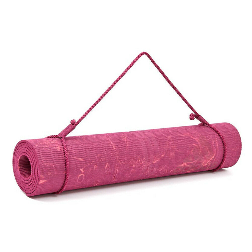 Adidas Premium 5mm camo yoga mat in Power Berry color, ideal for home gym, exercise, and fitness workouts.