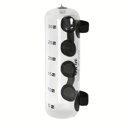 Hlpmedical adjustable inflatable water weight bag for fitness and strength training, 20kg, used for squats and gym exercises.