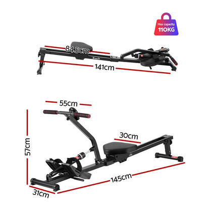 Everfit hydraulic rowing machine by Hlpmedical with 12 resistance levels for cardio and strength exercise.