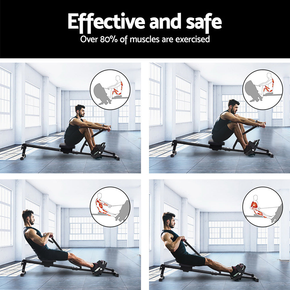 Everfit hydraulic rowing machine by Hlpmedical with 12 resistance levels for cardio and strength exercise at home gym