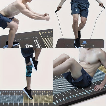 Hlpmedical jumping test fitness mat with measurement guide for exercise and gym workouts, black with measurement markings
