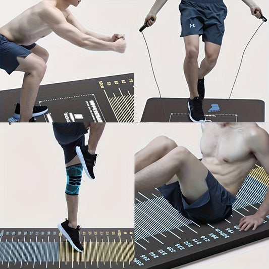 Hlpmedical jumping test fitness mat with measurement guide for exercise and gym workouts, black with measurement markings