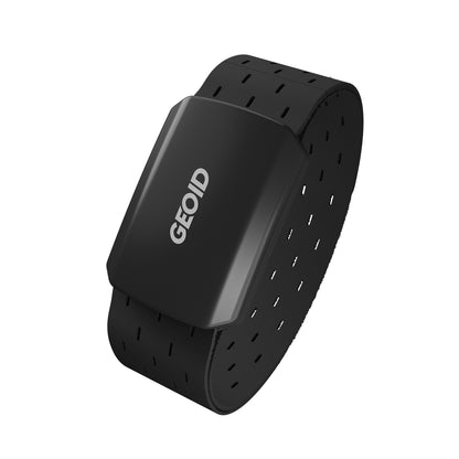 Black optical armband heart rate monitor from Hlpmedical, Bluetooth and ANT+ compatible, IP67 waterproof for fitness training.