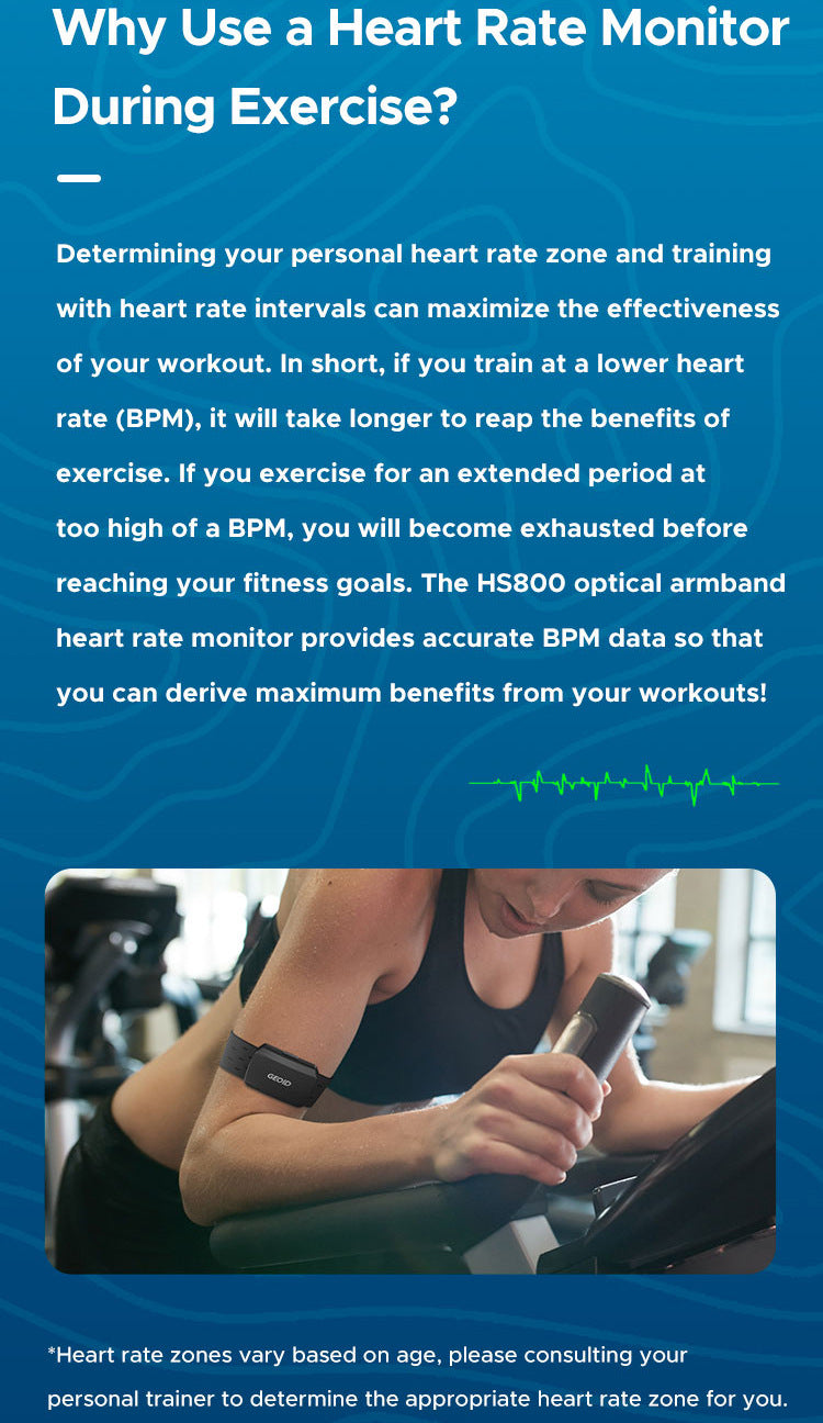 Hlpmedical optical armband heart rate monitor in black, waterproof IP67, with Bluetooth and ANT+ for fitness training.