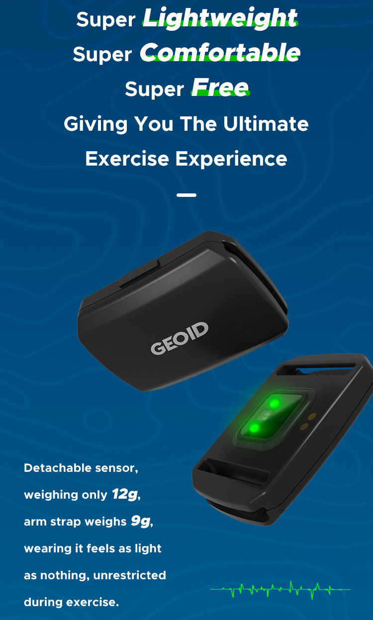 Black Hlpmedical optical armband heart rate monitor with Bluetooth and ANT+, waterproof IP67, designed for fitness training.
