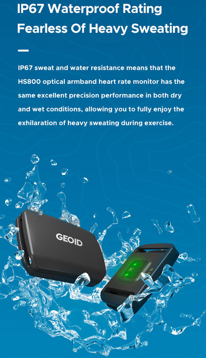 Black optical armband heart rate monitor from Hlpmedical with Bluetooth and ANT+, IP67 waterproof for fitness training and exercise.