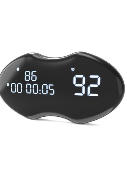 Black Hlpmedical fitness heart rate monitor chest strap with data display, IP67 waterproof, rechargeable, Bluetooth and ANT+ connectivity.