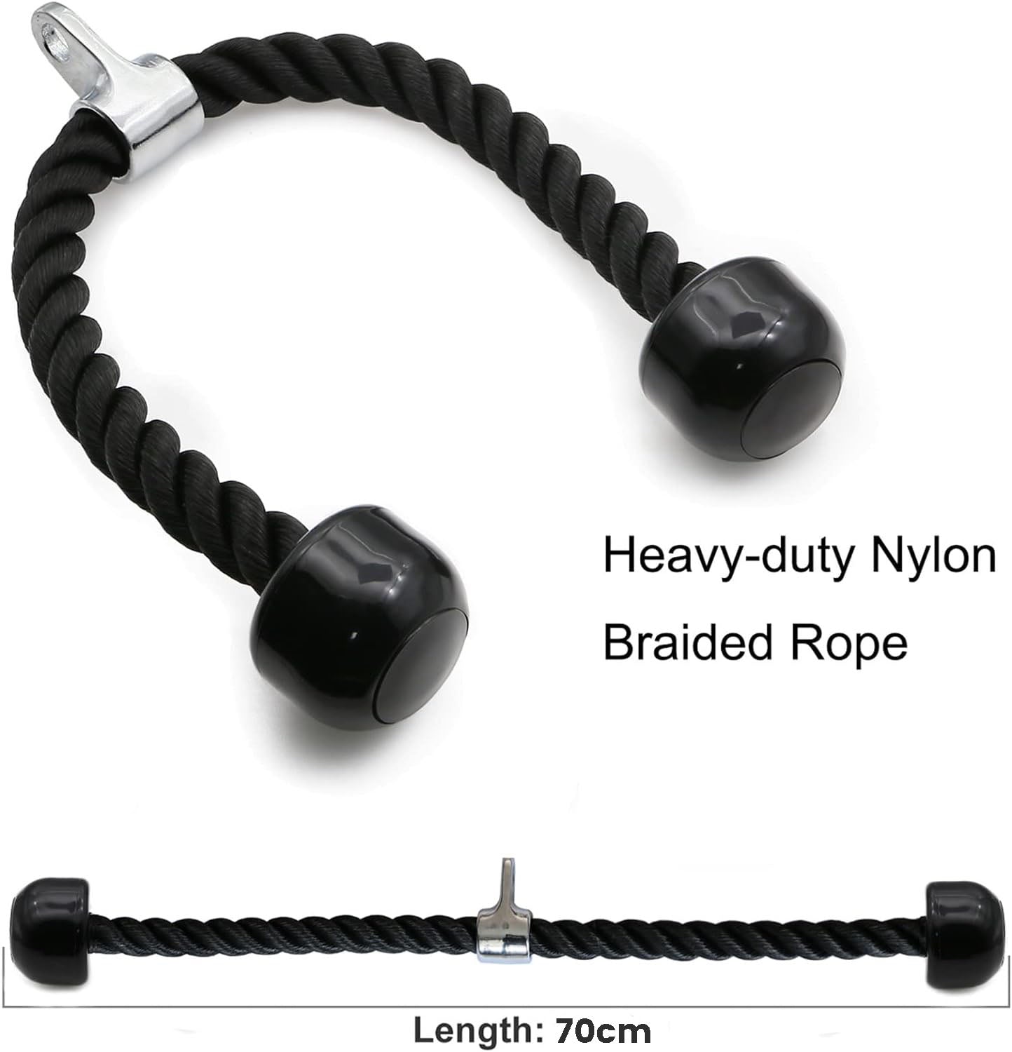 Hlpmedical tricep rope for gym pulley system, exercise equipment attachment for pull-down and cable workouts in fitness training
