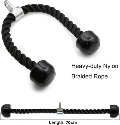 Hlpmedical tricep rope for gym pulley system, exercise equipment attachment for pull-down and cable workouts in fitness training