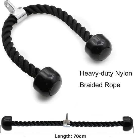 Hlpmedical tricep rope for gym pulley system, exercise equipment attachment for pull-down and cable workouts in fitness training