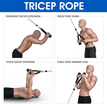 Hlpmedical tricep rope for gym pulley and cable workouts, designed for tricep exercises and fitness training.