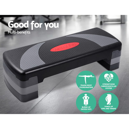 Hlpmedical Everfit 3-level aerobic exercise stepper, 78cm, used for gym and home fitness workouts.