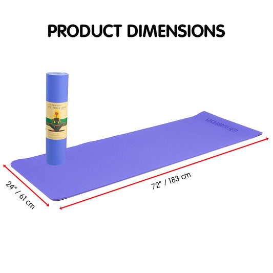 Hlpmedical Powertrain TPE yoga exercise mat in light purple, 8mm thick for Pilates and fitness workouts at home