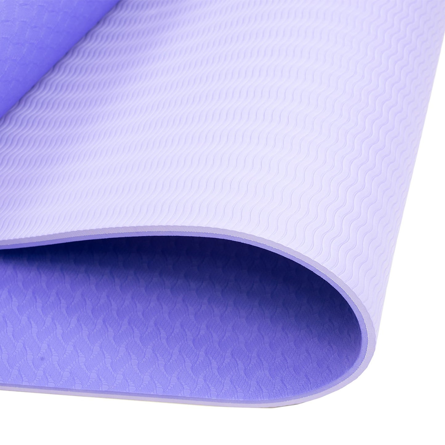 Hlpmedical Powertrain TPE yoga exercise mat in light purple, 8mm thick for home gym Pilates and fitness workouts.
