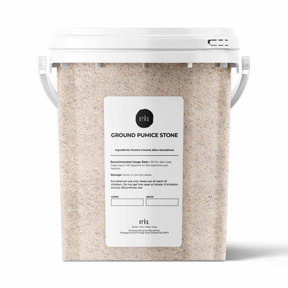 Hlpmedical 1.3kg ground pumice stone granular powder tub for exfoliating body scrub and soap additive.