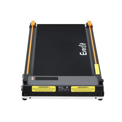 Everfit 2 Side Walking Pad Treadmill with Massage Function in black, compact fitness equipment for exercise and rehabilitation.