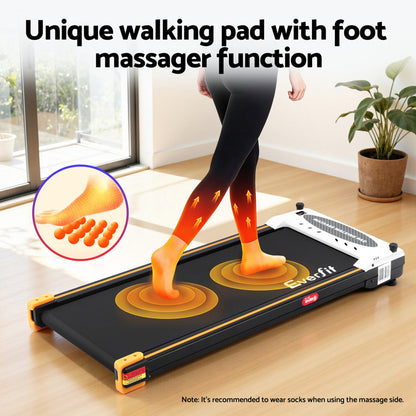 Everfit 2 Side Walking Pad Treadmill by Hlpmedical in black with massage function and 380mm belt width, designed for home fitness.