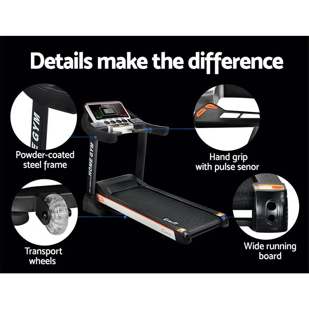 Everfit electric treadmill with auto incline, 450mm belt for home gym fitness and exercise by Hlpmedical.