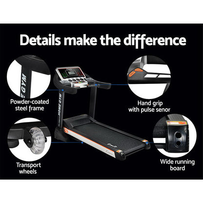Everfit electric treadmill with auto incline, 450mm belt for home gym fitness and exercise by Hlpmedical.