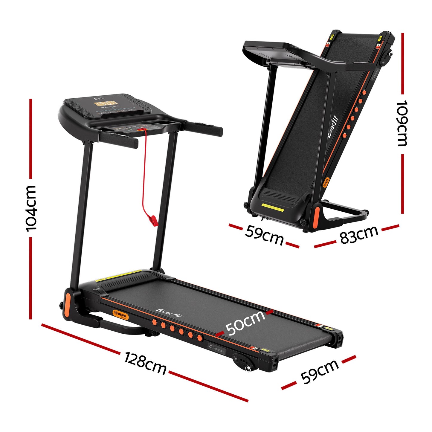 Everfit electric treadmill by Hlpmedical, home gym fitness equipment with incline feature and 390mm belt width for exercise.