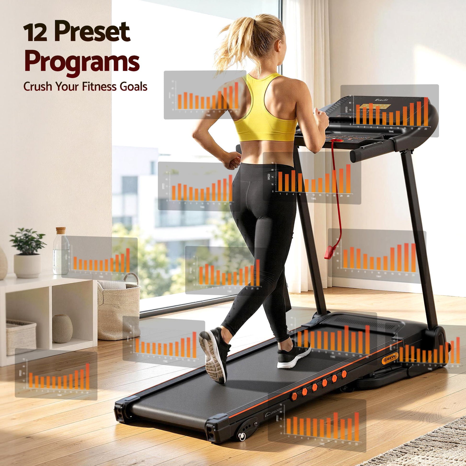 Everfit electric treadmill by Hlpmedical, home gym fitness equipment with incline feature and 390mm deck for cardio exercise.