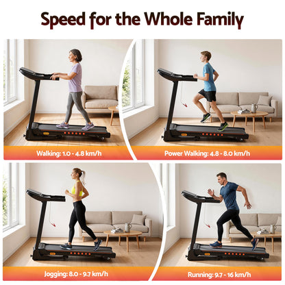 Hlpmedical Everfit electric treadmill for home gym, featuring incline and 390mm belt width for fitness exercise.