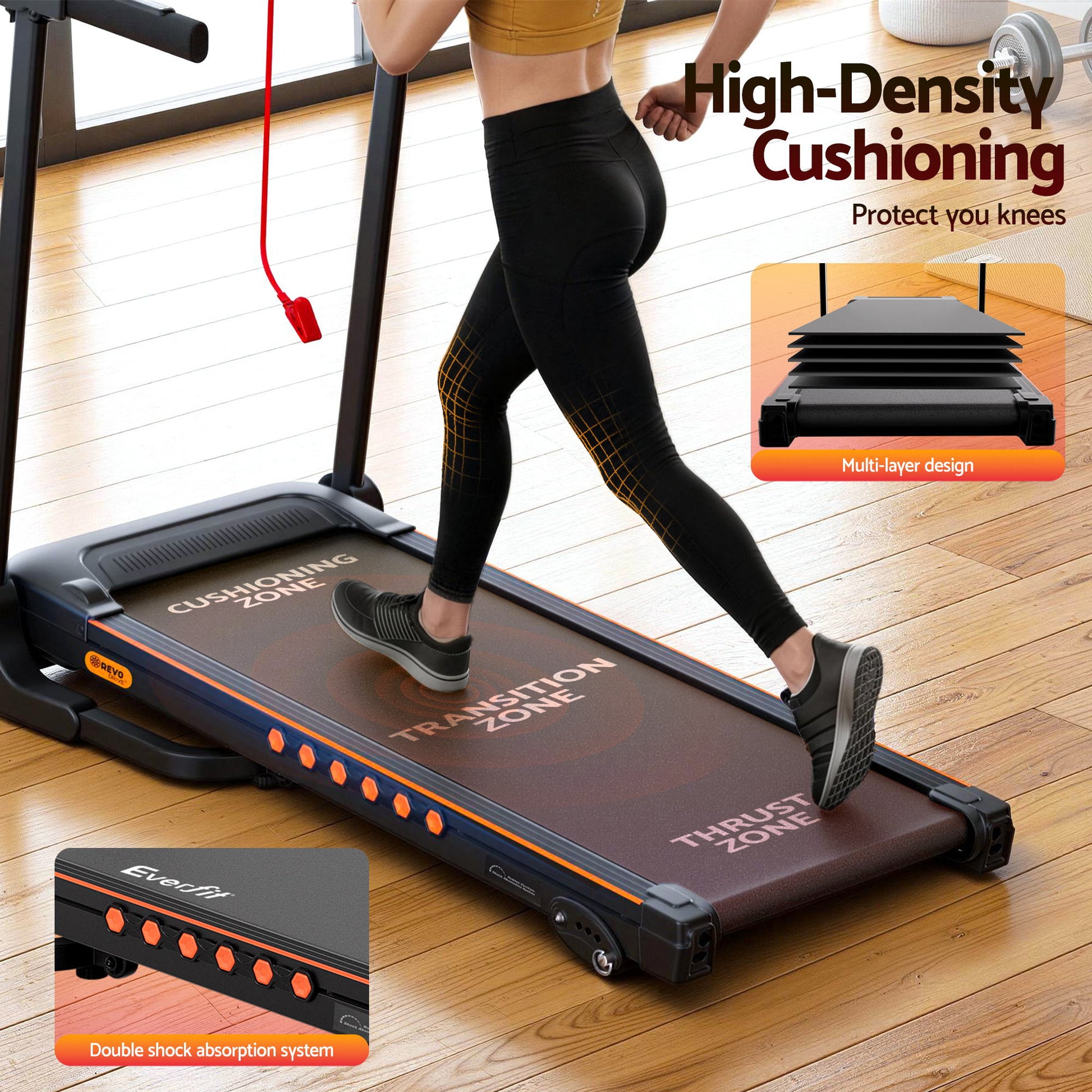 Everfit electric treadmill by Hlpmedical with incline feature, suitable for home gym cardio workouts, 390mm running deck.
