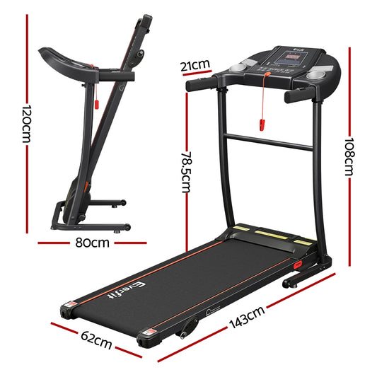 Everfit electric treadmill by Hlpmedical with incline feature, home gym exercise equipment, 400mm width for cardio workouts.