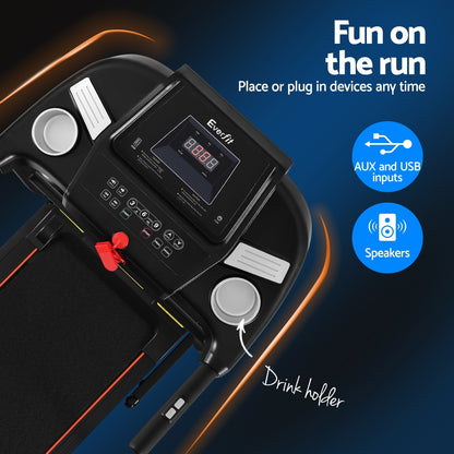 Everfit electric treadmill by Hlpmedical, home gym fitness equipment with incline feature and 400mm wide running surface.