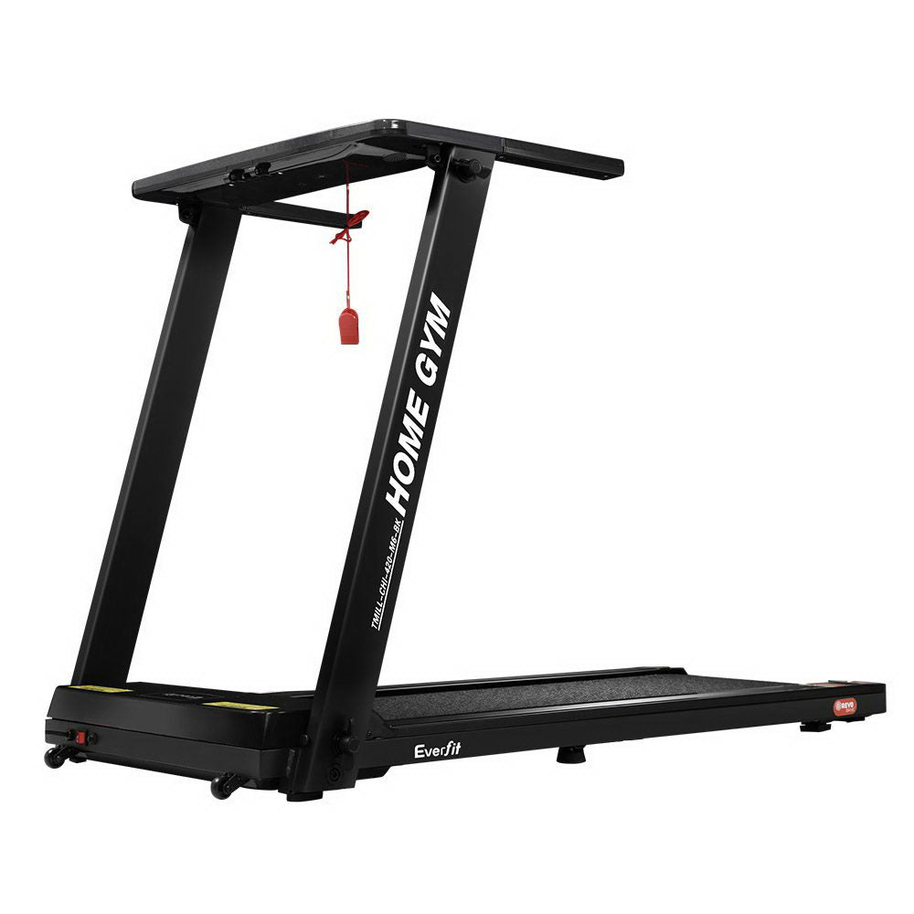 Everfit electric foldable treadmill by Hlpmedical for home gym fitness, featuring a black 420mm running deck.