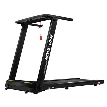 Everfit electric foldable treadmill by Hlpmedical for home gym fitness, featuring a black 420mm running deck.