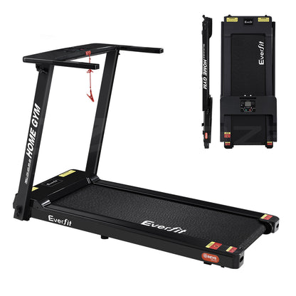 Everfit electric treadmill by Hlpmedical, foldable black treadmill with 420mm belt for home gym fitness and exercise.