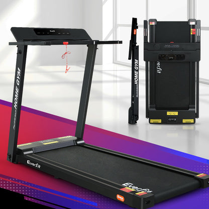 Everfit electric foldable treadmill by Hlpmedical in black, designed for home gym and fitness exercise.