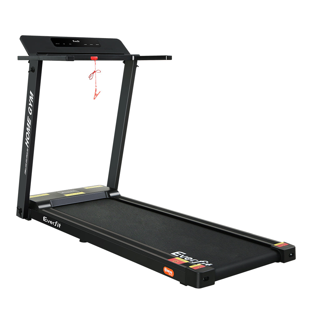 Black Everfit treadmill by Hlpmedical, electric foldable home gym exercise machine with 450mm running surface, ideal for fitness.