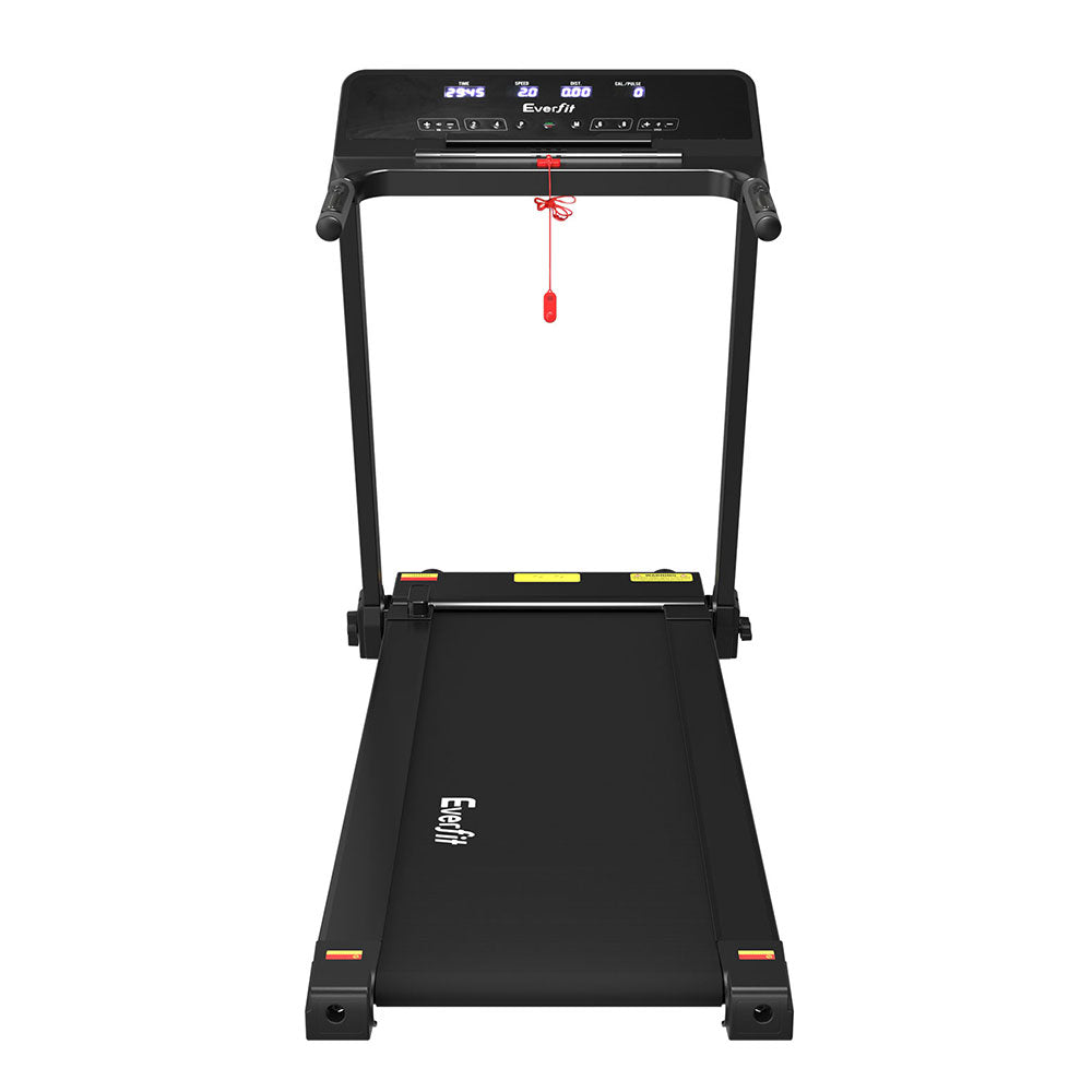Everfit electric treadmill by Hlpmedical with foldable design, black finish, 420mm width, suitable for home gym workouts.