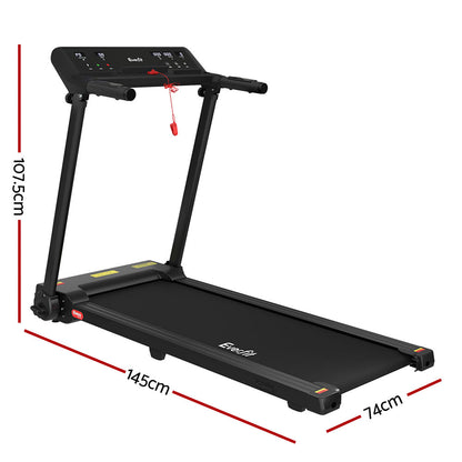 Everfit electric treadmill by Hlpmedical, foldable black home gym fitness equipment with control knob, 450mm size.