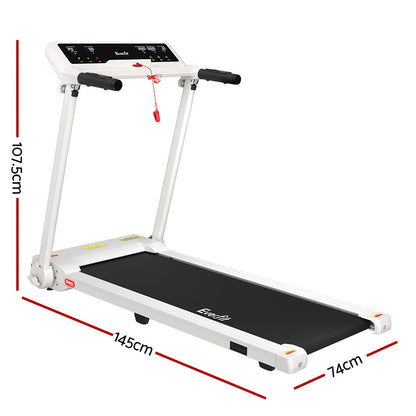 White Everfit electric treadmill with foldable design, 450mm width, for home gym fitness and exercise by Hlpmedical.