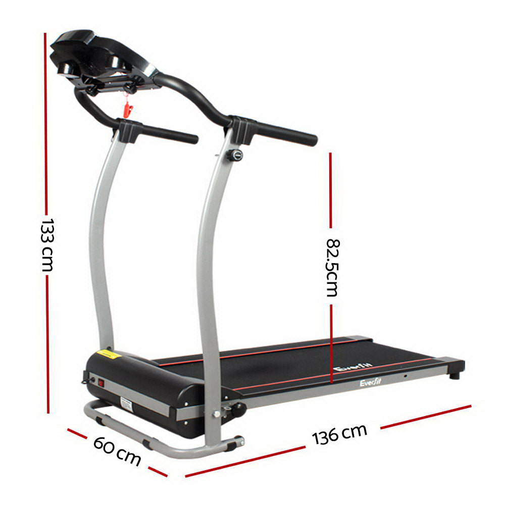 Everfit electric foldable treadmill by Hlpmedical for home gym workouts, featuring a 340mm wide running surface.