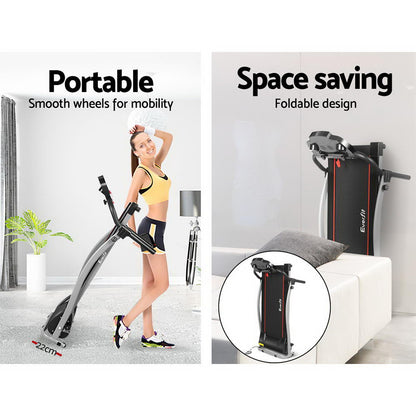 Everfit electric foldable treadmill by Hlpmedical for home gym fitness, featuring a 340mm running deck.