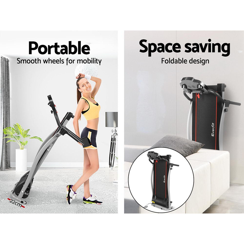 Everfit electric foldable treadmill by Hlpmedical, a home gym exercise machine with a 340mm running surface for fitness workouts.