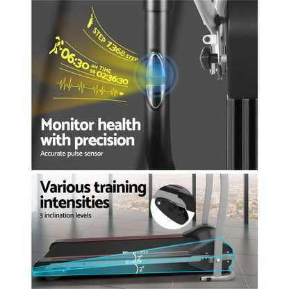 Everfit electric foldable treadmill by Hlpmedical, compact home gym exercise machine with 360mm running deck for fitness workouts.