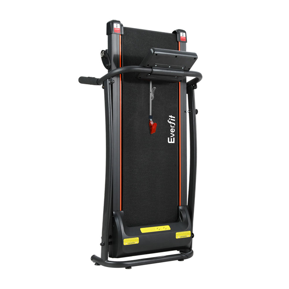 Hlpmedical Everfit electric foldable treadmill for home gym, compact exercise machine with 370mm belt width.