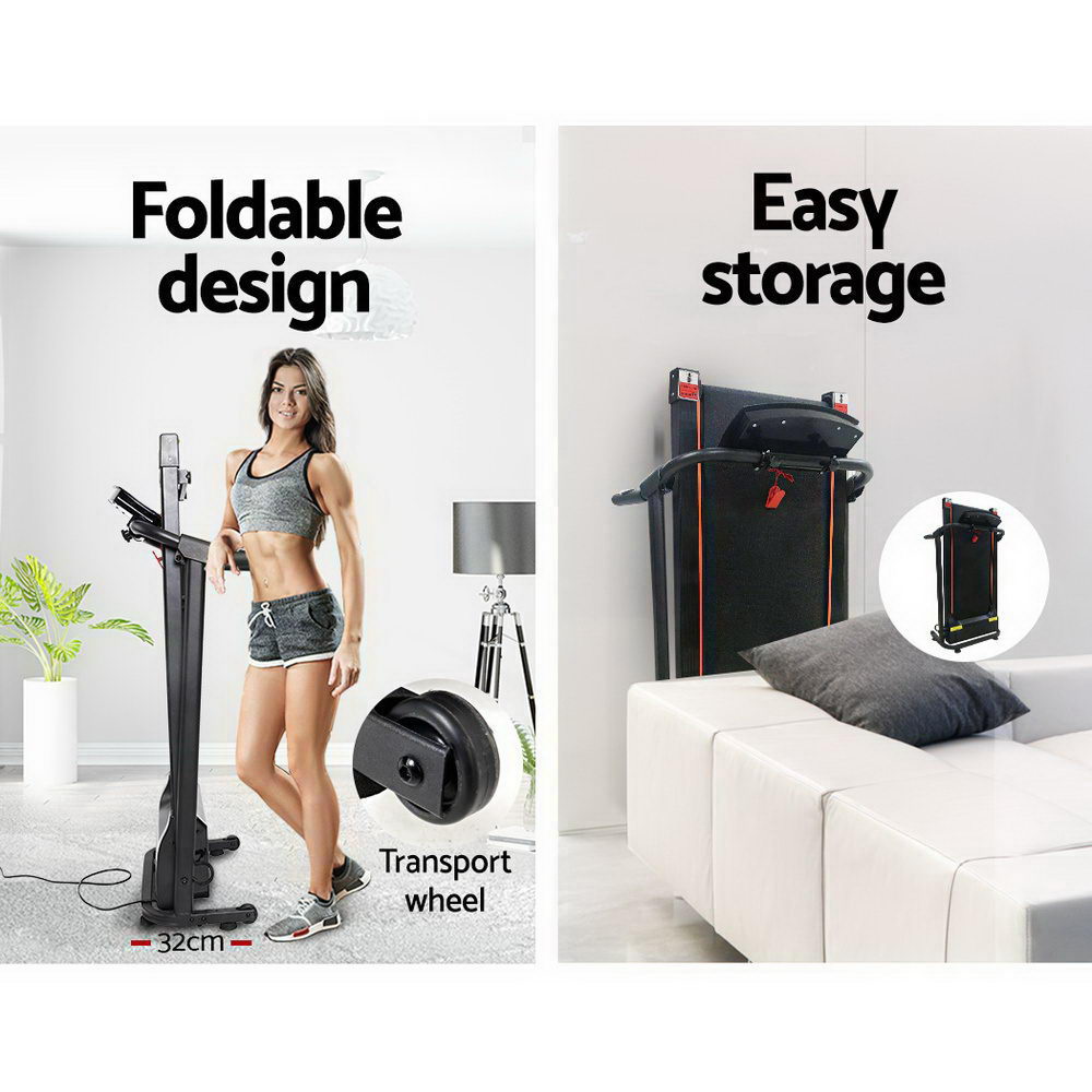 Hlpmedical Everfit electric treadmill for home gym, foldable design with 370mm running surface, ideal for cardio exercise and fitness.