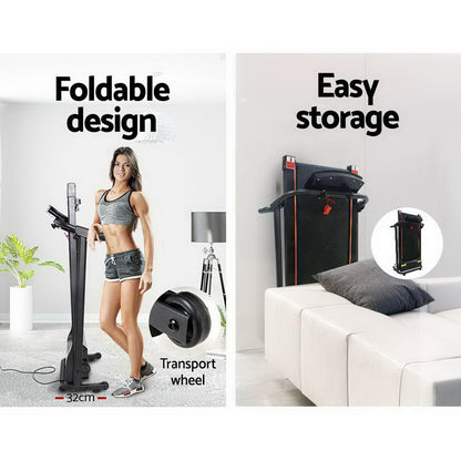 Hlpmedical Everfit electric treadmill for home gym, foldable design with 370mm running surface, ideal for cardio exercise and fitness.